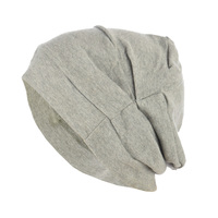 Cotton Beanie Gathered on Side | Grey - Light Grey