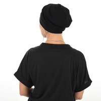 Stitch Striped Cotton Chemo Slip on Beanie | Black