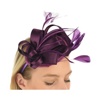 Satin Ribbon Fascinator  | Purple - Dark Purple Violet