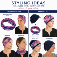 NAVY Jersey Cotton Beanie with Seamless Headband