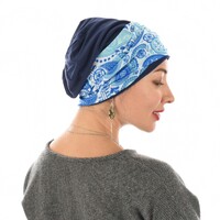 Jersey Cotton Beanie NAVY with Seamless Headband | Option 13 | S/M