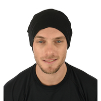 Jersey Cotton Slip-on Slouch Beanie  | Black | M/L