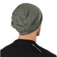 Jersey Cotton Slouch Beanie Striped | Light Grey n Black Striped