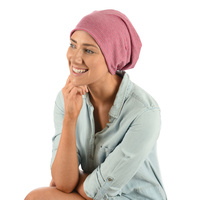 Jersey Cotton Slouch Beanie Striped | Hot Pink n Grey Striped