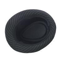 Classic Pinstriped Fedora Hat Black XXS-XL
