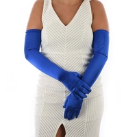 Evening Satin Gloves Around Elbow | Blue - Royal Blue