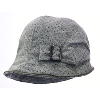 Polka Dot Cotton Cloche with Buckle | Grey - Light Grey | M/L