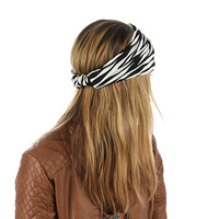 Stretch Ruffled Headband Wrap | Black / White