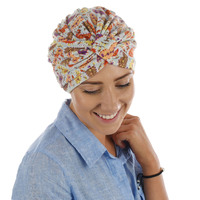 Soft Floral Print Turban | Option S9 | S/M | Abstract Paisley Print and Blooming Floral Print