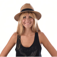 Panama Trilby Sun Hat | Camel / Dark Beige / Tan | 57cm