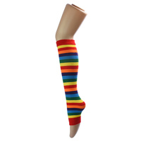 Large View Red Rainbow Leg Warmers