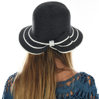 Big Bow Cloche Bucket Sun Hat  | Black