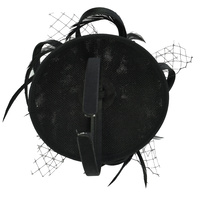 Feather Fascinator Hat with Ribbon | Black