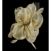Organza 8 Petaled Fascinator | Dusty Gold
