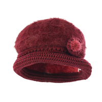Angora Cloche Bucket Hat | Red - Wine Burgundy