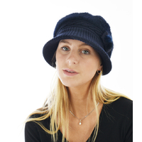Wide Brim Angora Bakerboy Hat | Blue - Navy Blue / Dark Blue