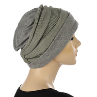 Cotton Beanie and Knit Turban Headband Set | XS/S | Option S4 | Grey Band N Grey Beanie