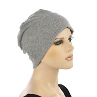Premium Cotton Slip-on Sleep Cap Beanie | Medium Grey | M/L/XL