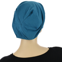 Premium Cotton Slip-on Sleep Cap Beanie | Blue - Teal Blue | S/M