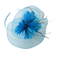 Headband and Clip Twin Flower Fascinator  | Aqua Blue