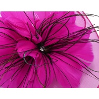 Headband and Clip Twin Flower Fascinator  | Pink - Hot Pink
