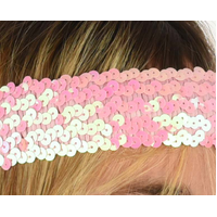 Wide Stretch Glitter Headband  | Metallic Pink