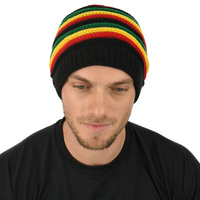 Reggae Slouch Rasta Beanie | #1 Red Yellow Green Colour Contrast Beanie ONLY