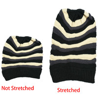 Colour Contrast Slouch Rasta Beanie Beige and Black | Beanie ONLY