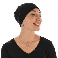 Knit Headband Visor Hat with Swirly Hat Liner | Black