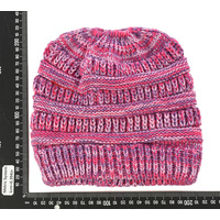Three Toned Messy Bun Beanie | Purple / Hot Pink 