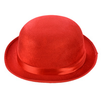 Velvet Costume Bowler Hat | Red