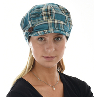 Check BakerBoy Newsboy Hat with Bow & Button