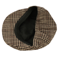 Wool Touch Plaid Check Ivy Hat | Camel and Dark Brown Checked Pattern
