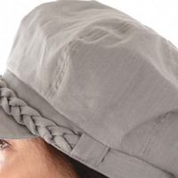 High Crown Bakerboy Chemo Hat with Braid Hatband | Light Grey | High Crown | Stretch Fit