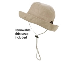 Big Button Linen Bucket Hat | Beige