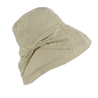 Big Bow Linen Sun Hat  | Natual Off White Beige | Adjustable-S
