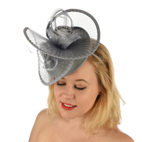 Hatinator - Brittany with Pleated Swirls and Roses | Grey - Medium Grey