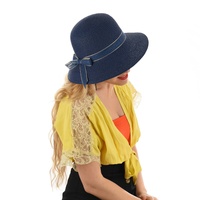 Grace Straw Sun Hat | Blue - Navy Blue / Dark Blue
