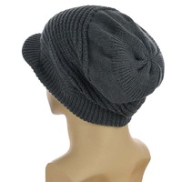 Ribbed Stretchy Sloutchy Beanie Cap | Grey - Medium Grey