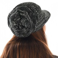Ribbed Strechy Sloutchy Beanie Cap | Black and White Two-toned