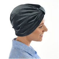 Tania Velvet Slouchy Turban | Grey - Dark Grey