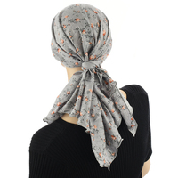 Ruffled Floral Print Triangle Scarf | #6 | Blossom Floral Print Light Grey