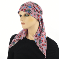 Ruffled Floral Print Triangle Scarf | #8 | Blossom Dusty Pink