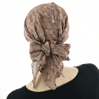 Ruffled Floral Print Triangle Scarf | #10 | Blossom Mocha Colour