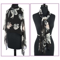 Premium Cotton Chemo Hat with Scarf Band | Option 1 | Black Beanie N Black Scarf Band