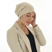 Premium Cotton Chemo Hat with Scarf Band | Option 11 | Black Beanie n Dusty Pink Butterfly Scarf Band