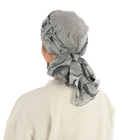 Looped Cotton Turban - Denise | Grey | M/L |With Sash