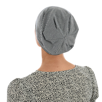 Striped Premium Cotton Beanie - Jodie | Option 2 | Black N White