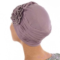 ROSETTE RUCHED BAMBOO TURBAN - HANNAH | Dusty Light Purple Lilac