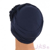 ROSETTE RUCHED BAMBOO TURBAN - HANNAH | Blue - Navy Blue / Dark Blue